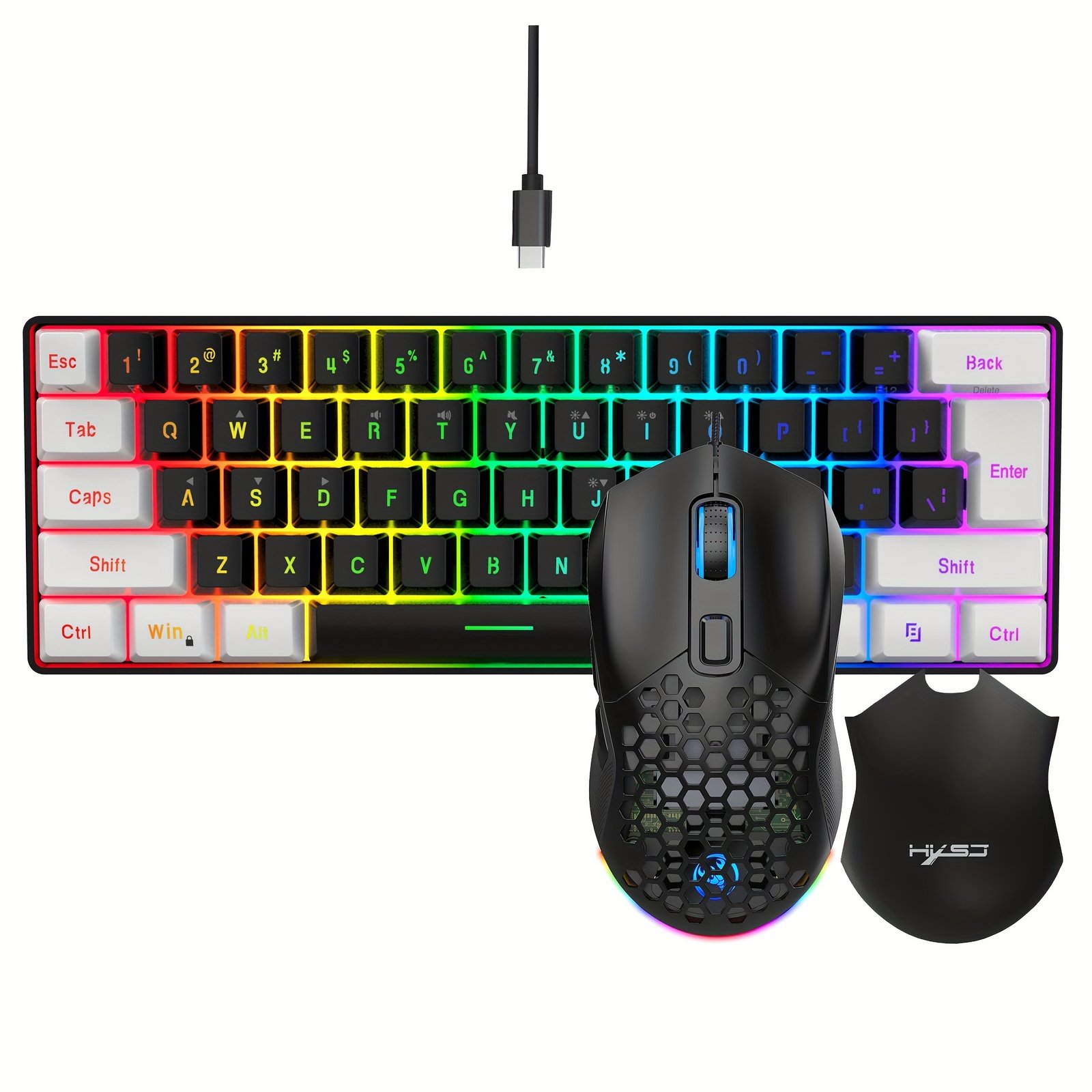 HXSJ 60% Compact RGB Backlit Gaming Keyboard & Mouse - Image 4