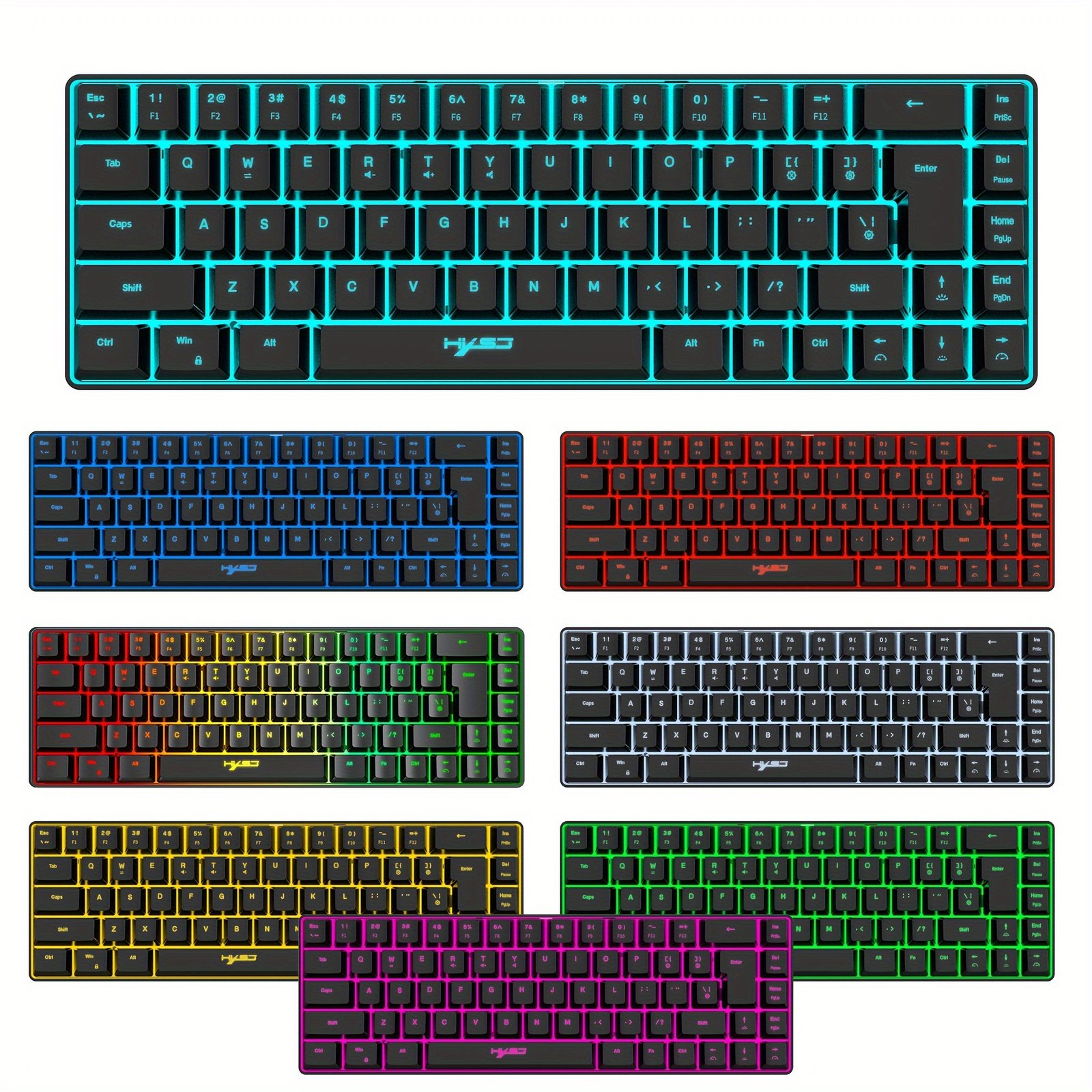 HXSJ Ergonomic 68-Key Mini Wired Keyboard with RGB Backlight and Optical Gaming Mouse, ABS Material, Compatible with PS4, Xbox, PC, Laptop, Mac - No Battery Required