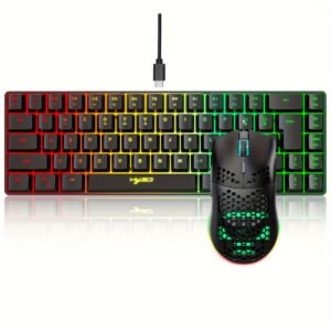 HXSJ Ergonomic 68-Key Mini Wired Keyboard with RGB Backlight