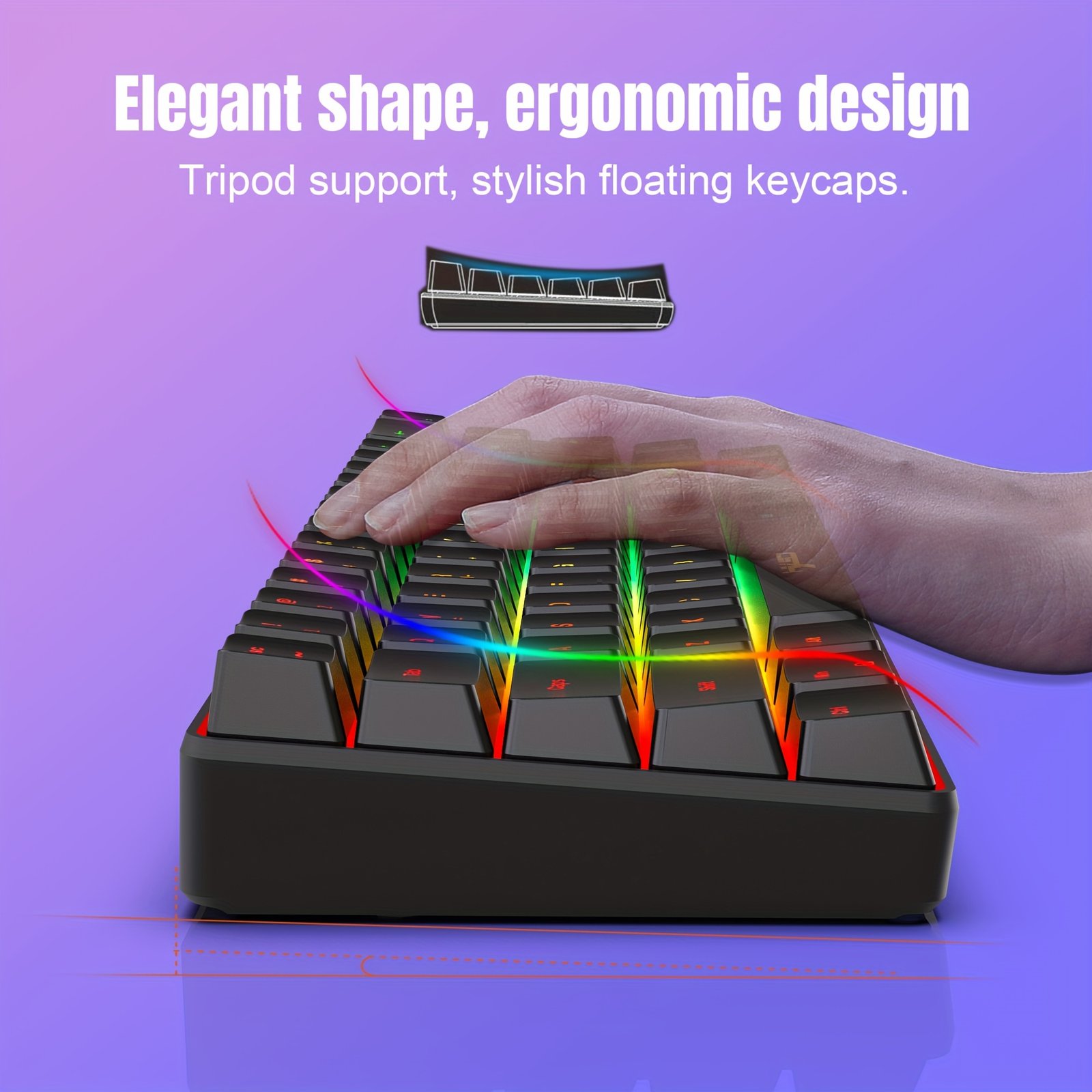 HXSJ Ergonomic 68-Key Mini Wired Keyboard with RGB Backlight and Optical Gaming Mouse, ABS Material, Compatible with PS4, Xbox, PC, Laptop, Mac - No Battery Required