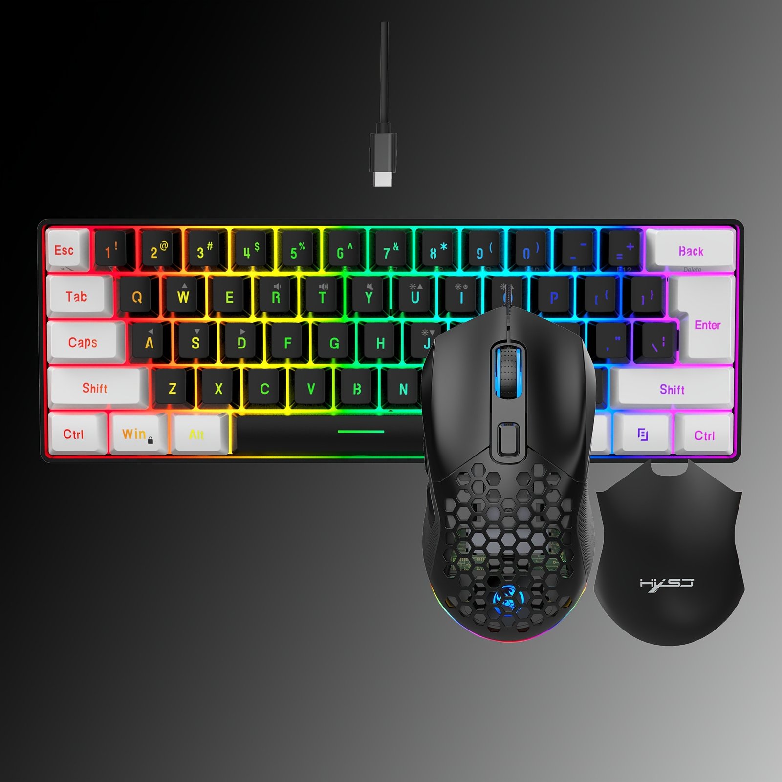 HXSJ 60% Compact RGB Backlit Gaming Keyboard & Mouse - Image 3