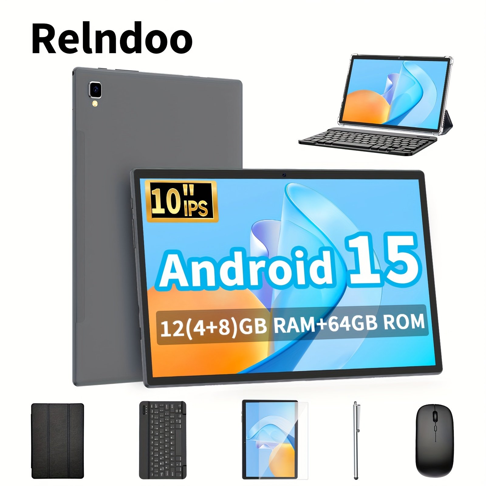 Relndoo Newest Android 15 2-in-1 Tablet 10.1 Inch with Keyboard - Image 2