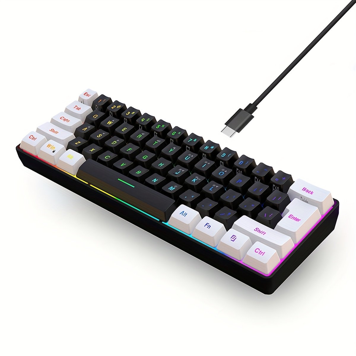 HXSJ Wired Keyboard with USB-C Detachable Cable, Portable Design - Image 6