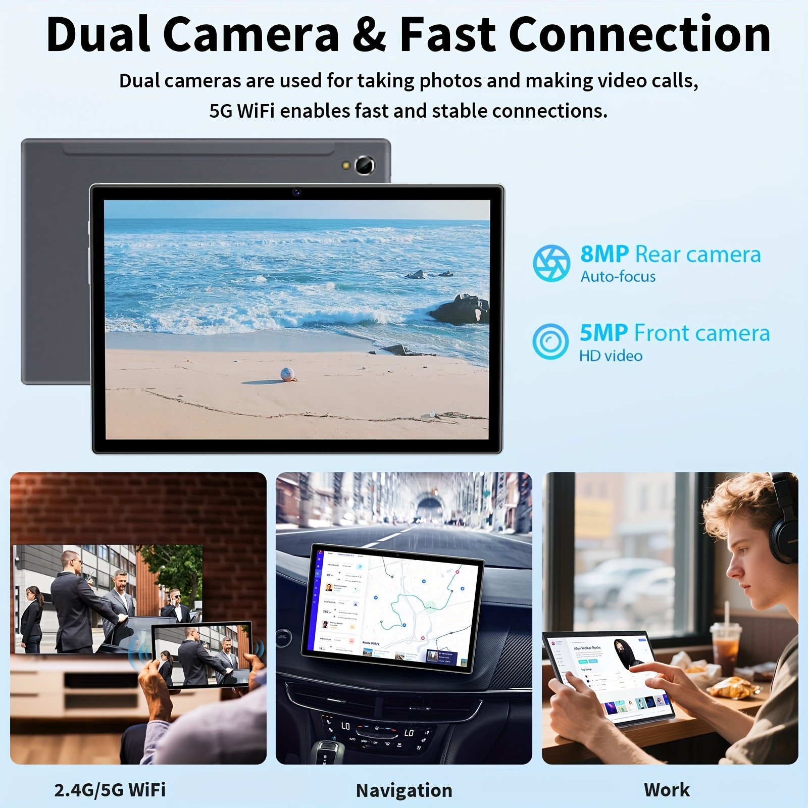 Relndoo Newest Android 15 2-in-1 Tablet 10.1 Inch with Keyboard, Mouse, Case, Stylus, 12GB(4+8) RAM 64GB ROM, WiFi 6, 6000mAh Battery, HD IPS Screen, Support 1TB Micro SD Expansion (without Micro SD card), for Home & Entertainment | Power Adapter Not