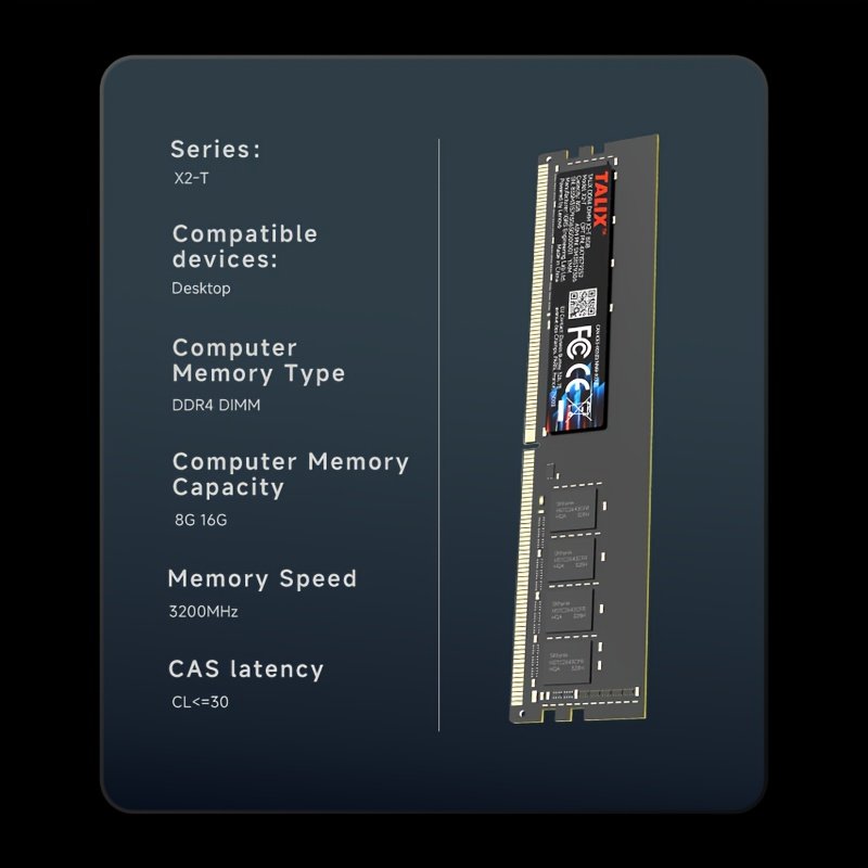 Lenovo Talix High-Speed 8GB/16GB DDR4pcs 3200MHz RAM, Module for Desktops, High performance upgrade durable and reliable, Operating at 1.2V. Smooth experience, Desktop Ram, Workstation Memory Upgrade, Reliable Memory Component, Efficient Memory