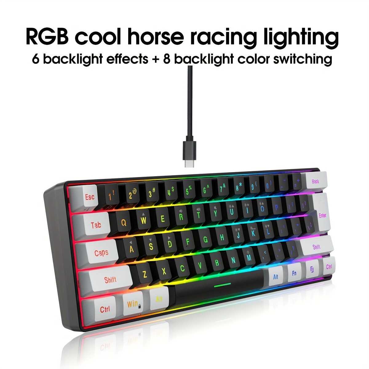 HXSJ Wired Keyboard with USB-C Detachable Cable, Portable Design - Image 7