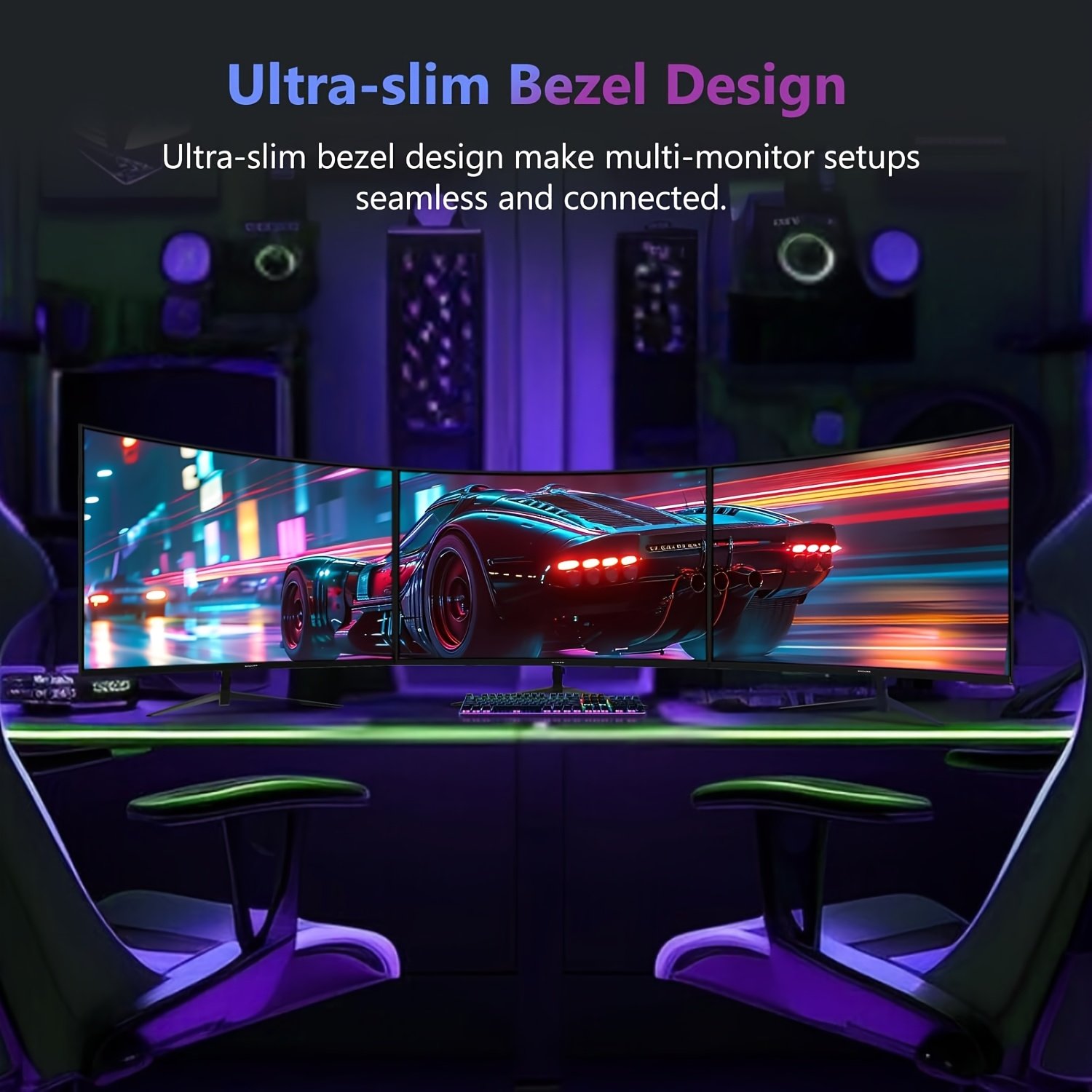 SOOANN 27-inch Curved Gaming Monitor 1800R 180Hz 1ms MPRT FHD 1080P AdaptiveSync Compatible with PS5/Xbox, Eye Care Technology, Tilt Adjustable, DisplayPort/HDTV, UK Plug (1 DP Cable Included), Gaming Setup | Sleek Frameless Design | Wide Viewing Angle
