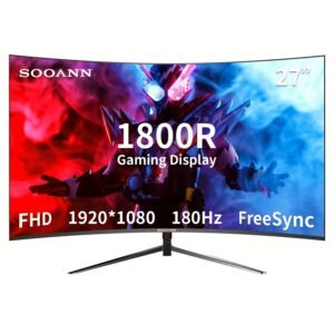 SOOANN 27-inch Curved Gaming Monitor 1800R 180Hz 1ms