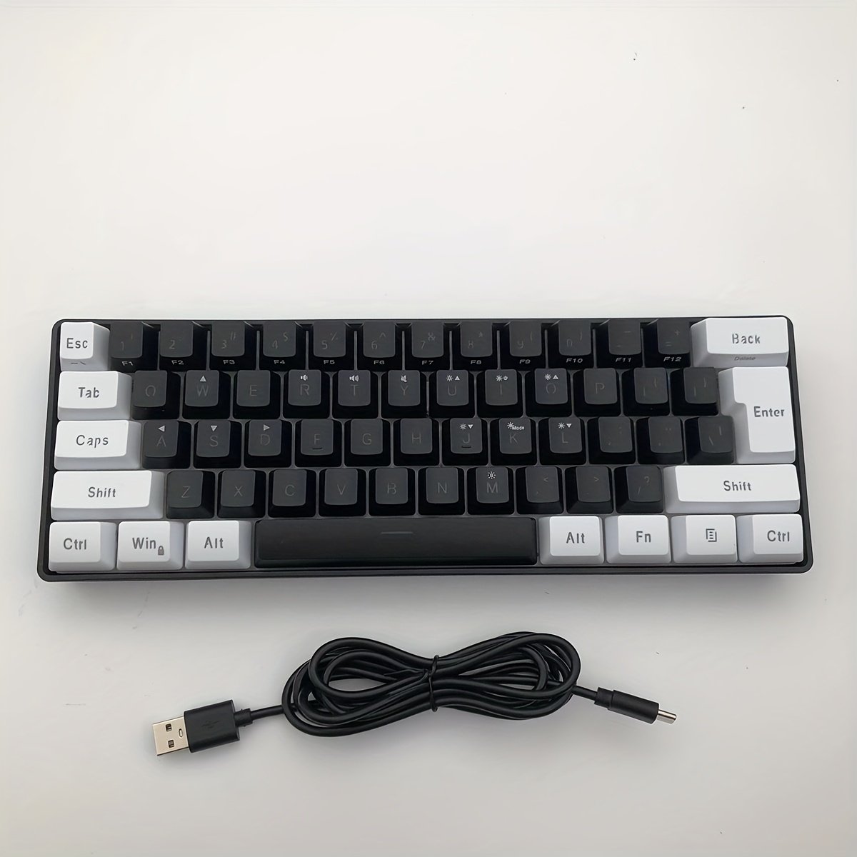 HXSJ Wired Keyboard with USB-C Detachable Cable, Portable Design, RGB Lighting, and Membrane Structure Suitable for Home, Office, and Gaming Use Wired Only