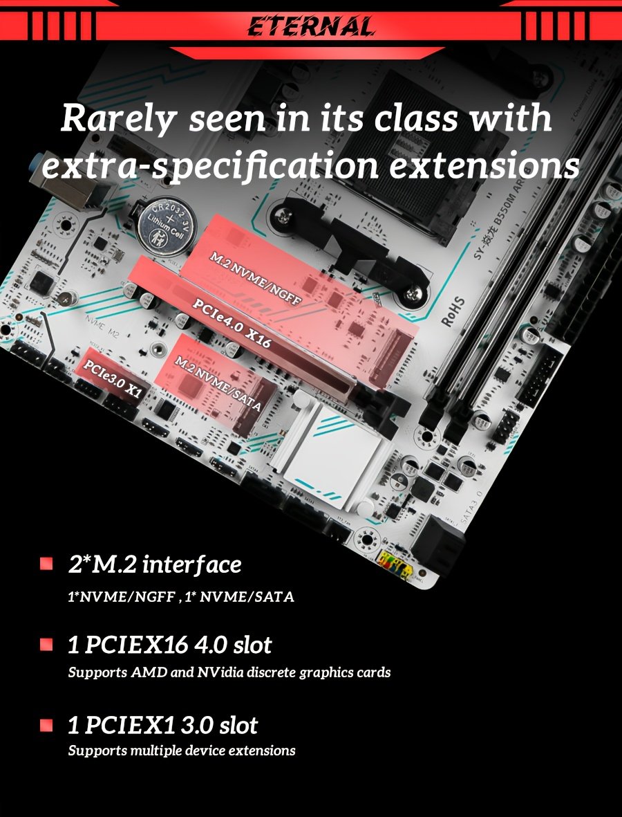 SOYO B550m ARGB Motherboard for AMD Ryzen 3-5 Series Processors, M-ATX Gaming & Streaming PC Build with RGB Lighting, PCIe 4.0, Dual M.2 NVMe/SATA SSD Slots, USB 3.2 Gen1, 1Gbps LAN & VGA Included (Compatible with Ryzen 3000/4000/5000 Series)