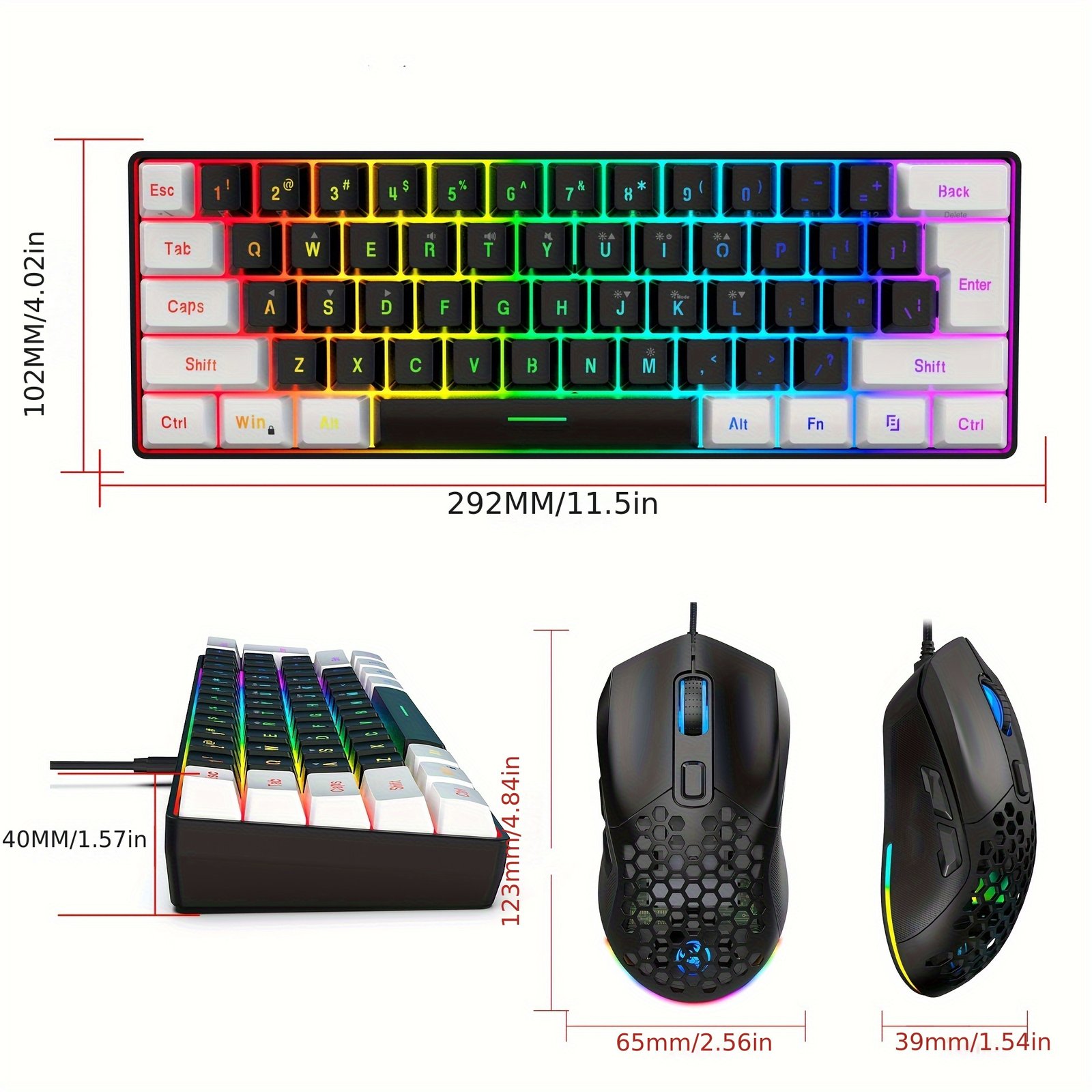 HXSJ 60% Compact RGB Backlit Gaming Keyboard & Mouse - Image 6