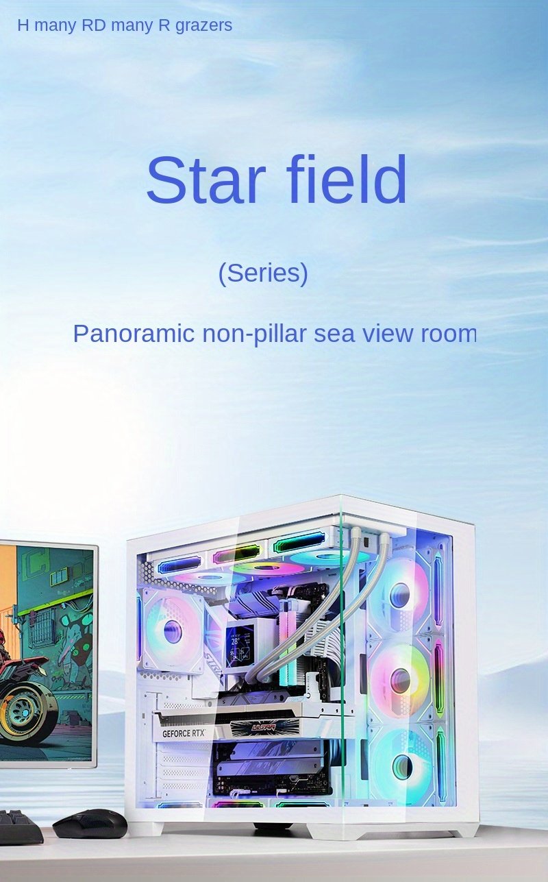 Stylish Gaming PC Case with E-ATX/ATX/M-ATX/ITX Motherboard Compatibility and 360 Water Cooling Support