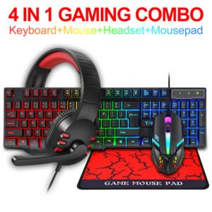 1 Set Complete 4-in-1 Wired Gaming PC Setup Bundle