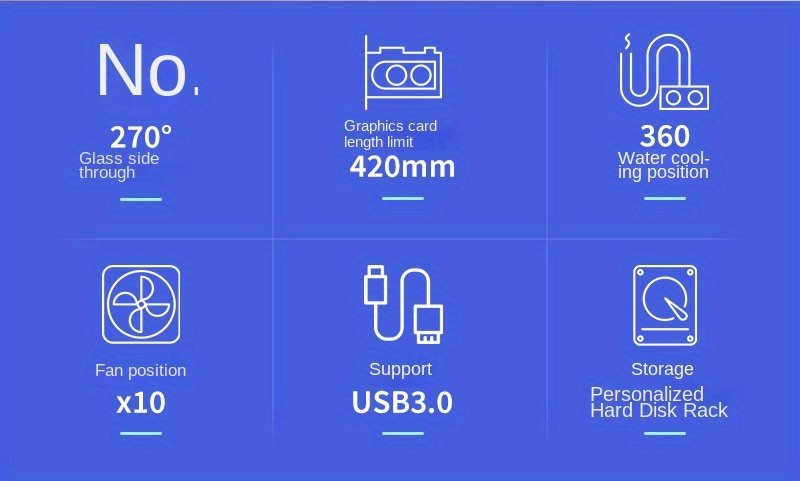 Stylish Gaming PC Case with E-ATX/ATX/M-ATX/ITX Motherboard Compatibility and 360 Water Cooling Support