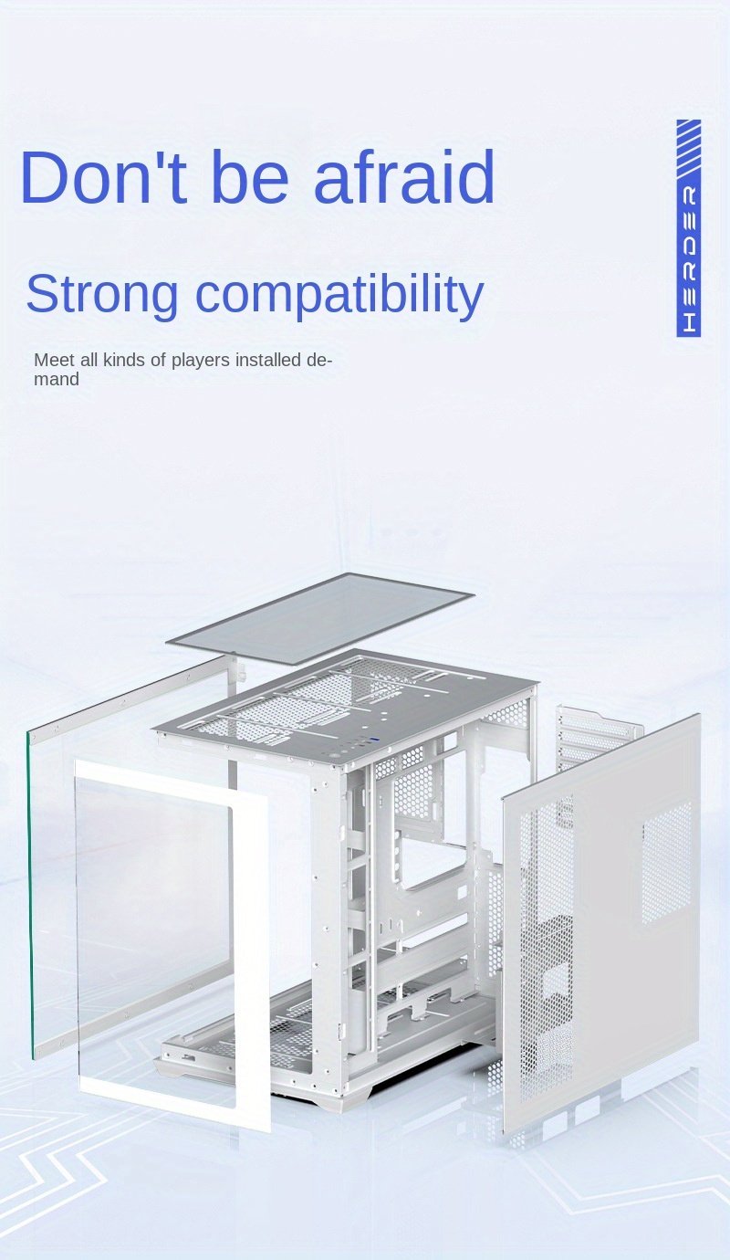 Stylish Gaming PC Case with E-ATX/ATX/M-ATX/ITX Motherboard Compatibility and 360 Water Cooling Support