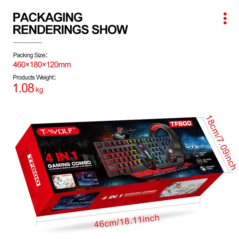 1 Set Complete 4-in-1 Wired Gaming PC Setup Bundle: Mechanical Keyboard, Headset, Mouse & RGB-Compatible Mouse Pad with Cherry-like Switches-like Feel, - (No External PS/2 Adapter) - All-in-One Computer Gift for