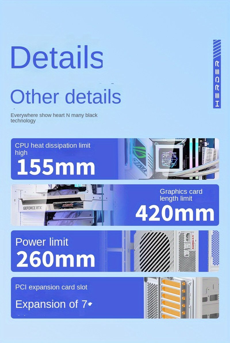 Stylish Gaming PC Case with E-ATX/ATX/M-ATX/ITX Motherboard Compatibility and 360 Water Cooling Support